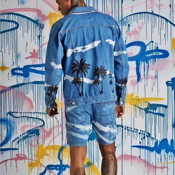 π΄ππ΄PALM TREE DYE DENIM JACKET & SHORTS - Picture 4 of 8